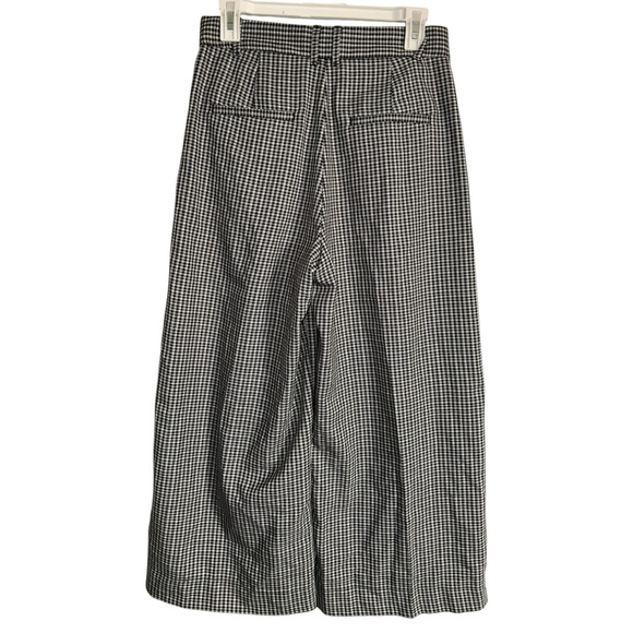 Gap Houndstooth Plaid Black White Pleated Wide Leg Crop Dress Pants Size 4 - Picture 2 of 5